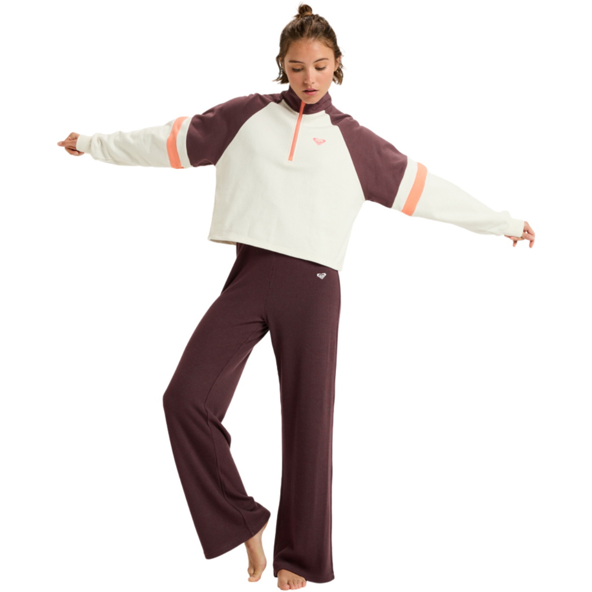 2025 Roxy Dames Essential Energy Boxy Half Zip Sport Fleece ERJFT05011 - Whisper White